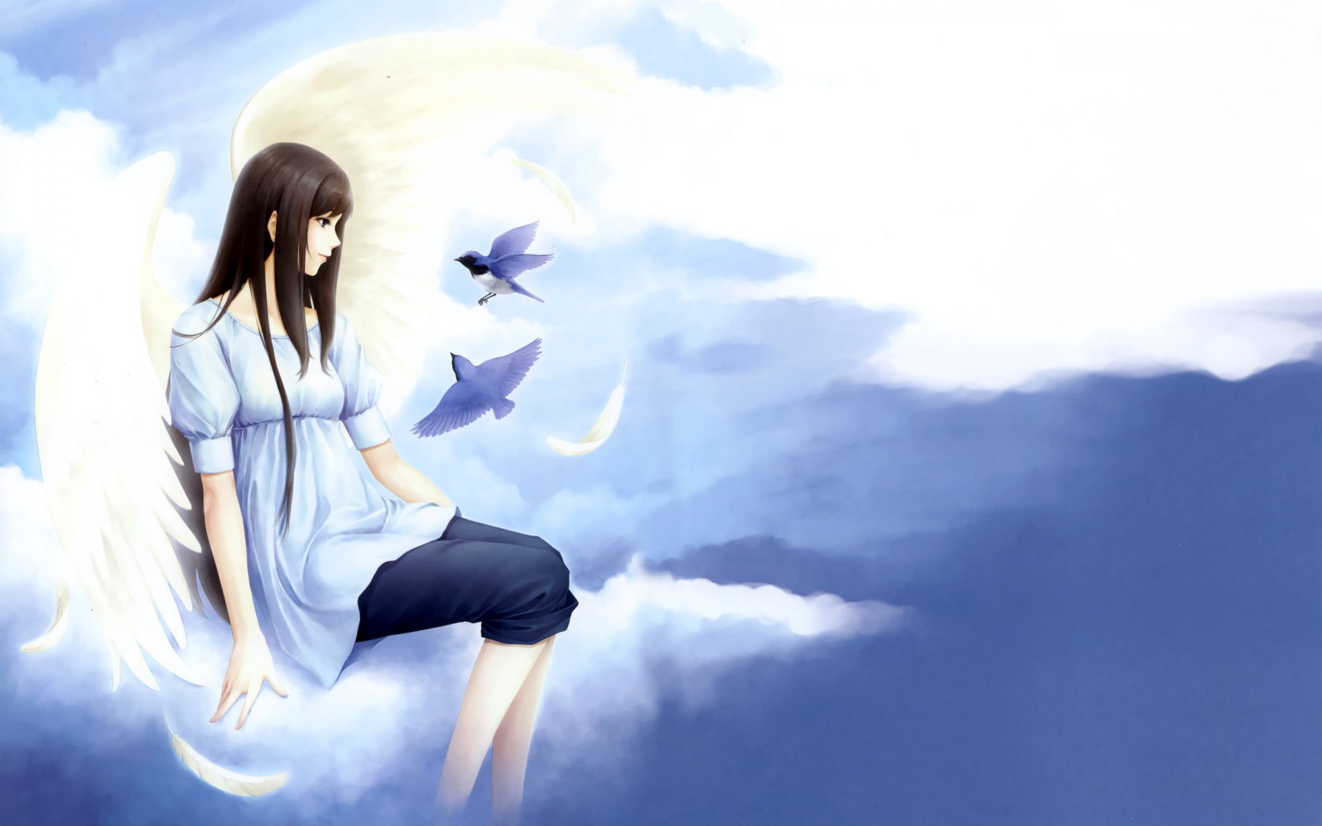 kara no shoujo nuages oiseaux fille tendresse