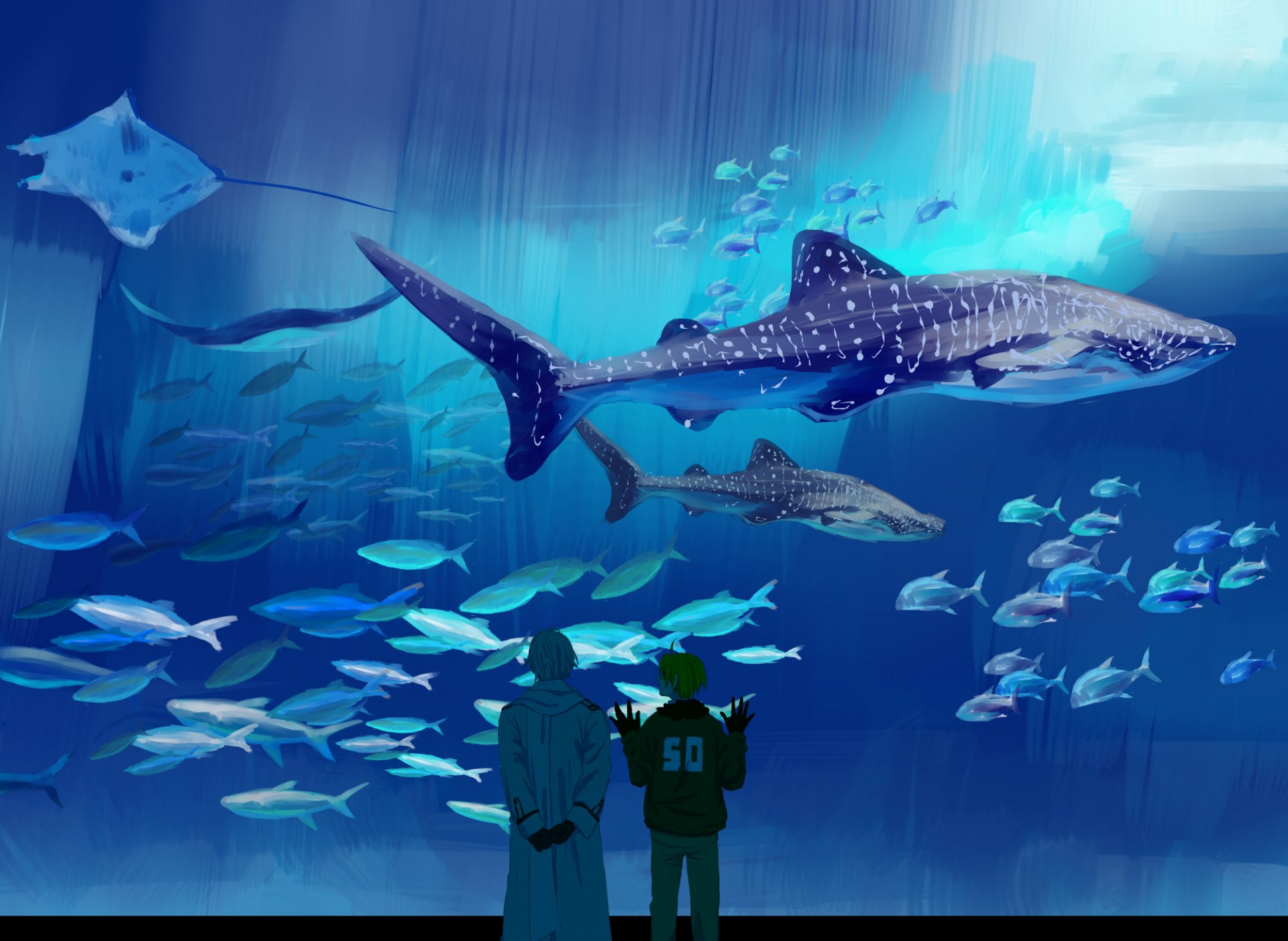 axis powers hetalia oceanarium anime hetalia: axis powers large aquarium sea mammals ramp shark observations art