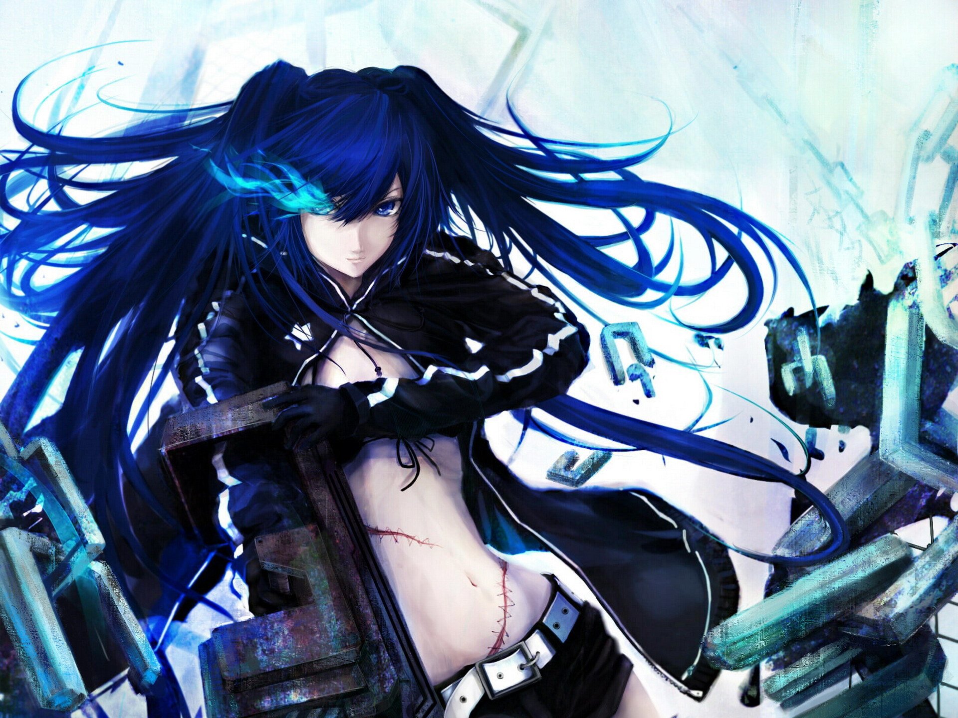 black rock shooter anime dziewczyna broń