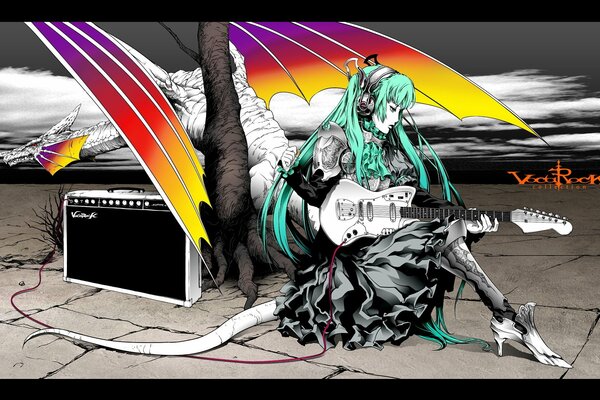 Anime girl avec guitare