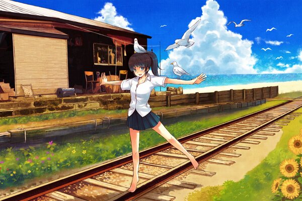 Girl dancing on the rails