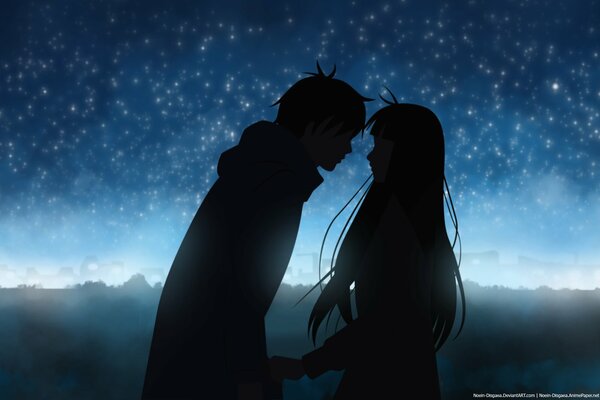 Anime art amore di notte