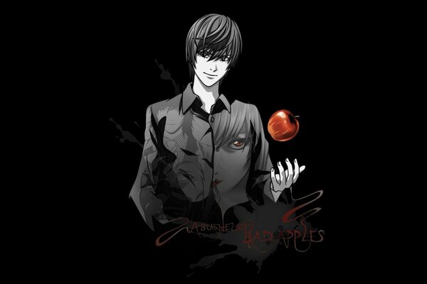 Anime Kira avec une pomme dans les mains
