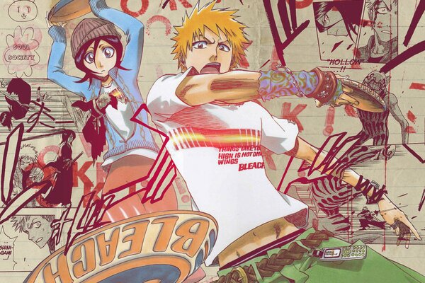 Anime Bleach Guy et fille sur l affiche