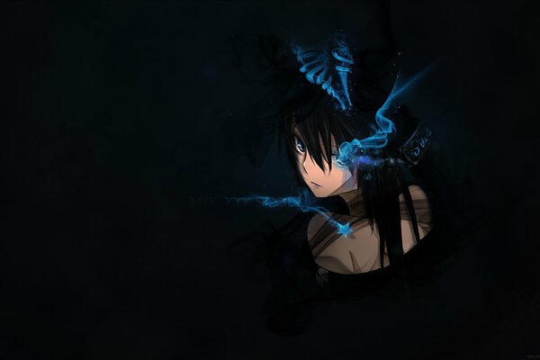 Beautiful anime girl in the dark