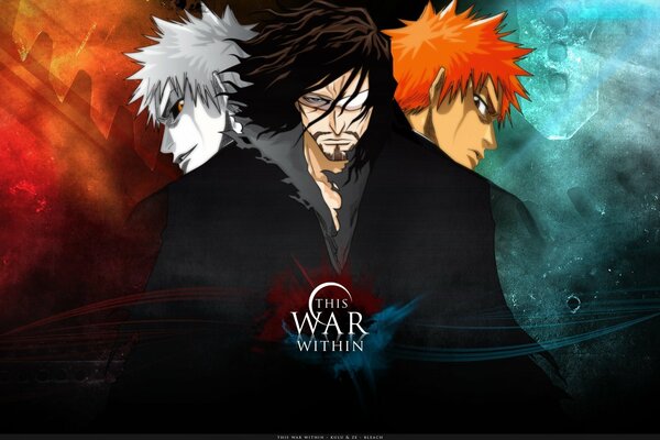 Trzech facetów anime z innym kolorem włosów