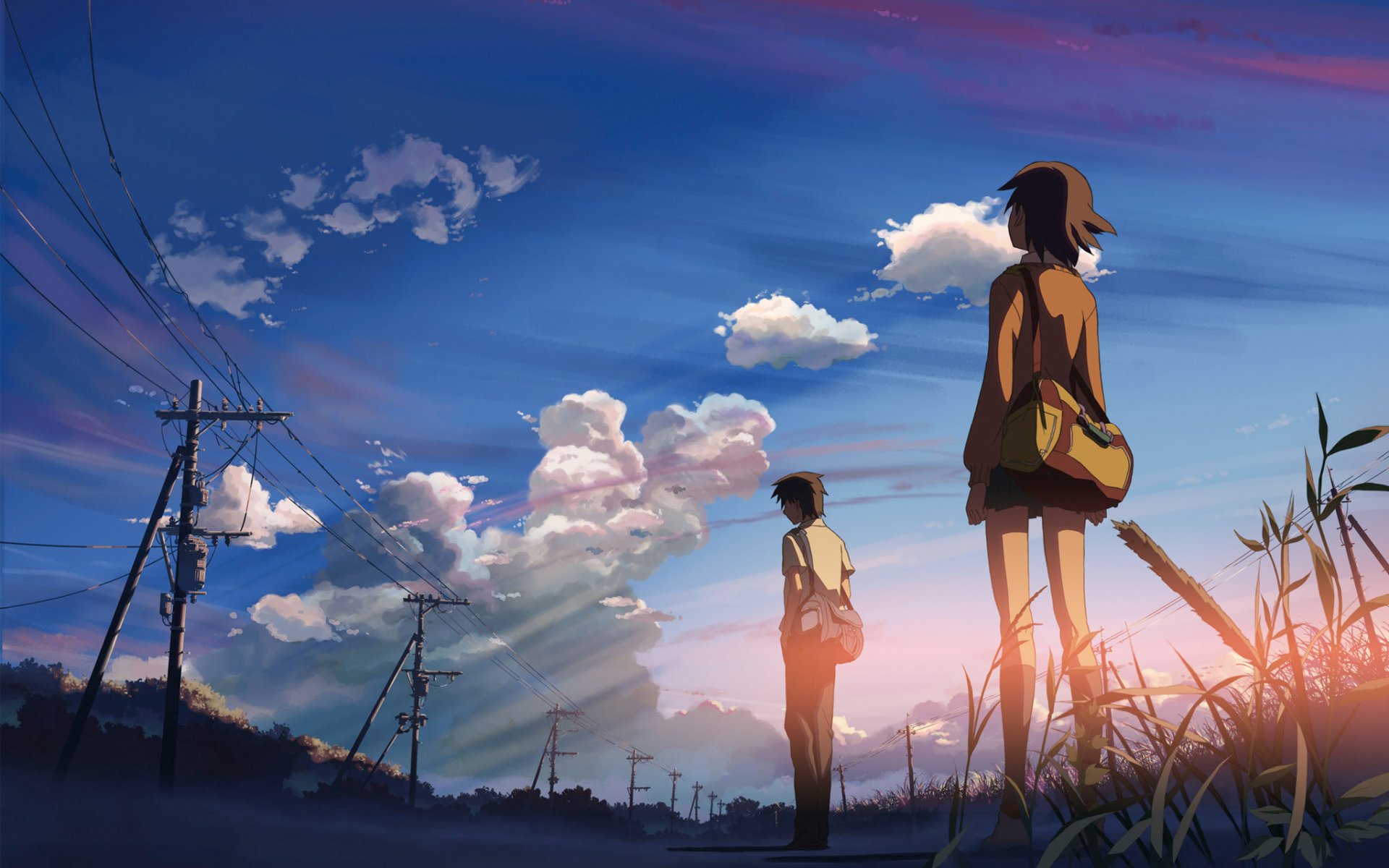 5 centímetros por segundo makoto shinkai cielo puesta de sol relación