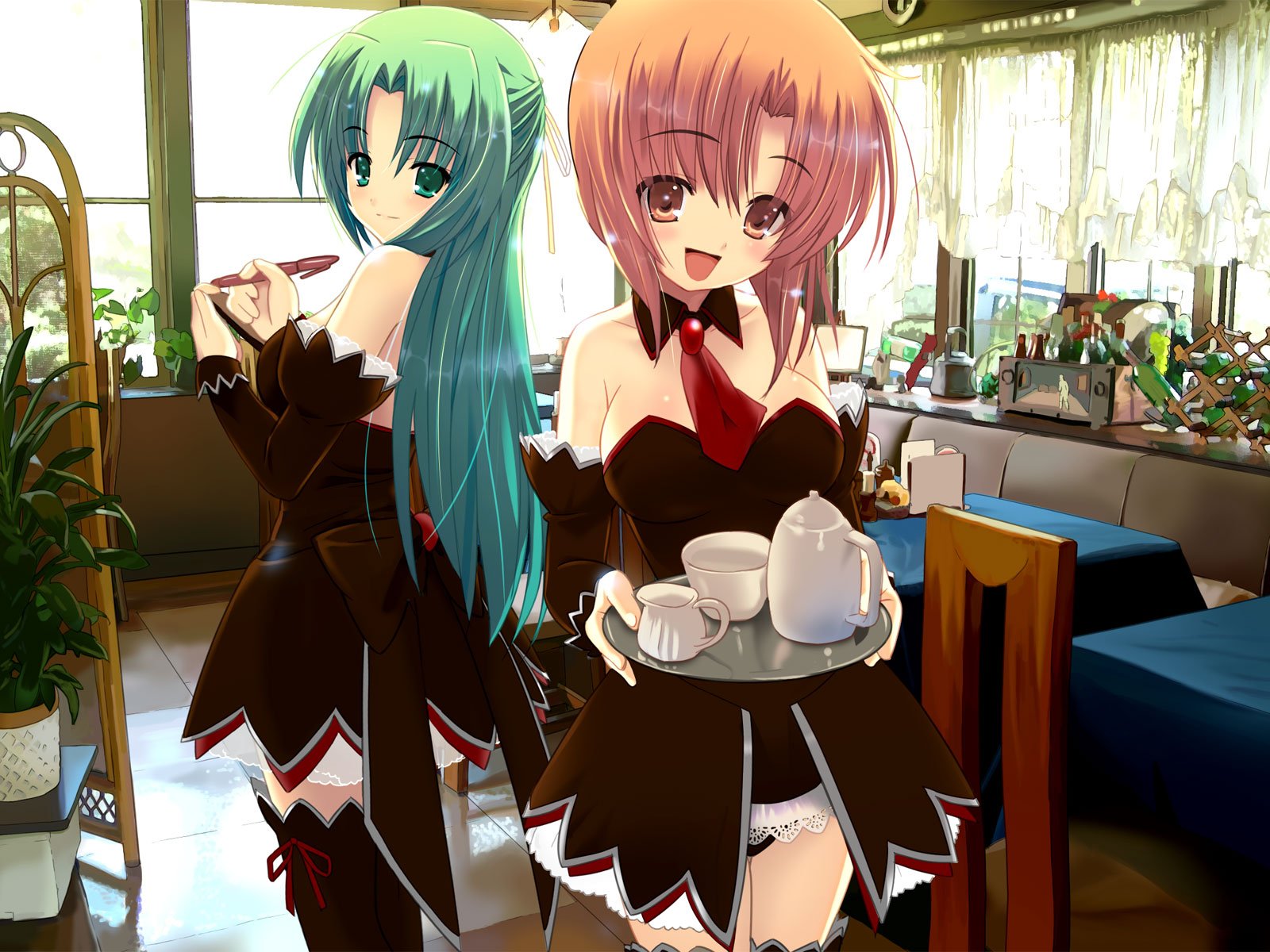 non higurashi non naku koro ni durante il pianto di cicale higurashi no naku koro ni caffè cameriera rena mion