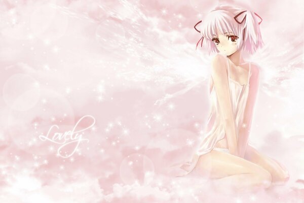 Anime girl sur fond rose