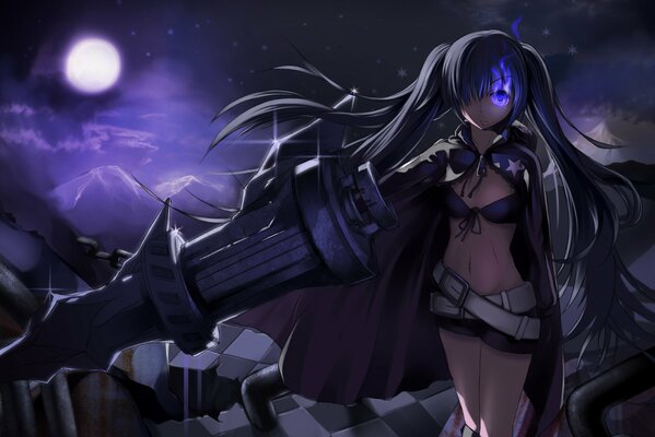 Black Rock Shooter, auf dunklem Hintergrund