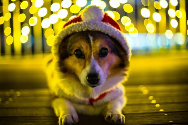 Doggy dans un chapeau de vacances rouge