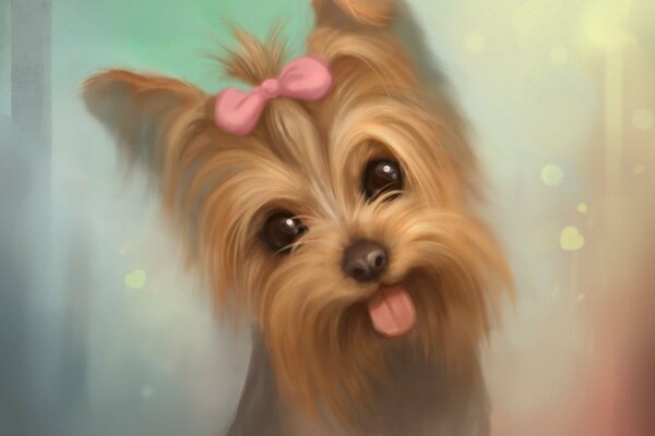 Muster eines niedlichen Hundes mit rosa Schleife