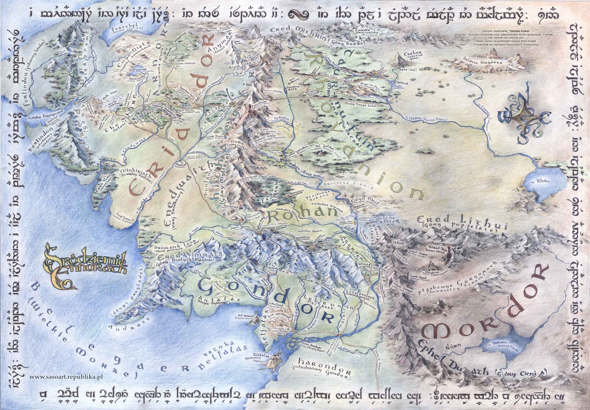 le seigneur des anneaux ronald ruel john tolkien christopher tolkien quenta silmarillion carte de la terre du milieu arda gondor arnor angmar rohan moria lorien shire john ronald ruel tolkien