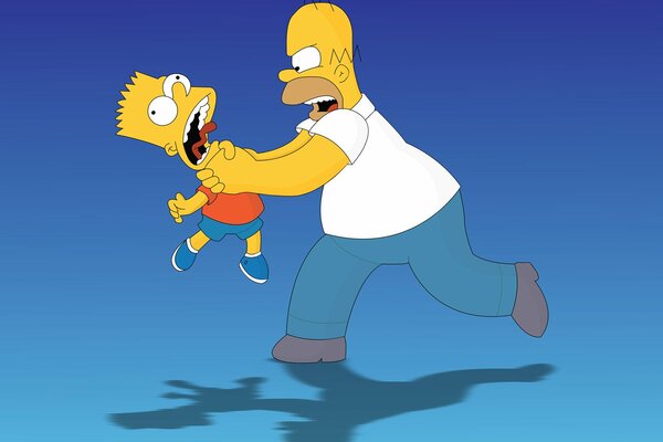 Les Simpsons où Homer étouffe Bart