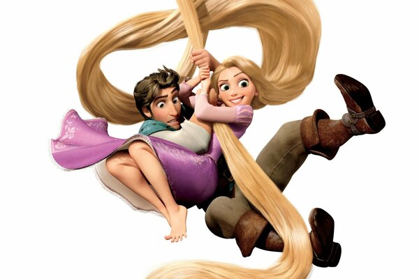 Rapunzel vole avec Flynn Rider