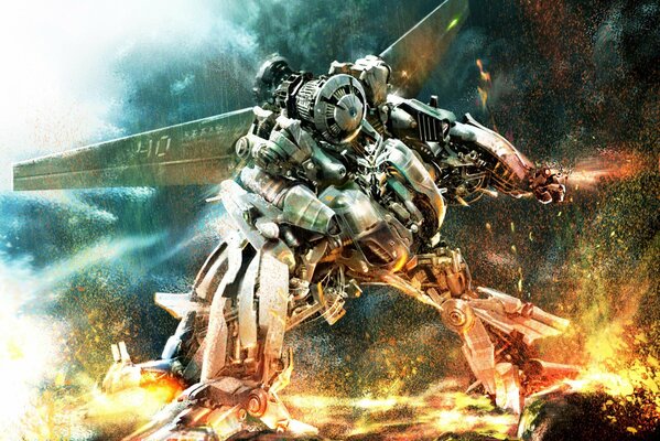 La guerre des robots Transformers sur terre