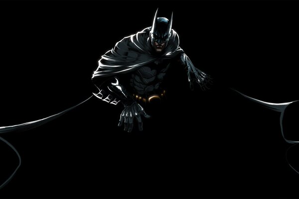 Dunkler Ritter Batman auf schwarzem Hintergrund