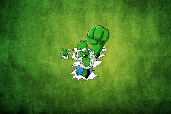 The Hulk from the Simpsons cartoon on a green background