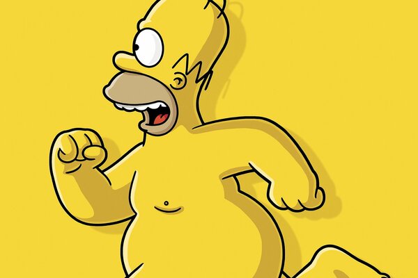 Homer Simpson corre lungo la strada