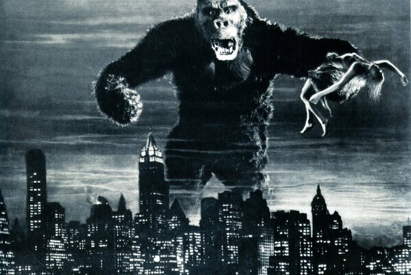 Der große King Kong in einer pulsierenden Stadt