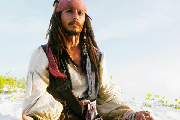 Capitán Jack Sparrow en la playa