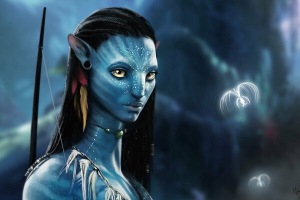 Neytiri in the movie Avatar