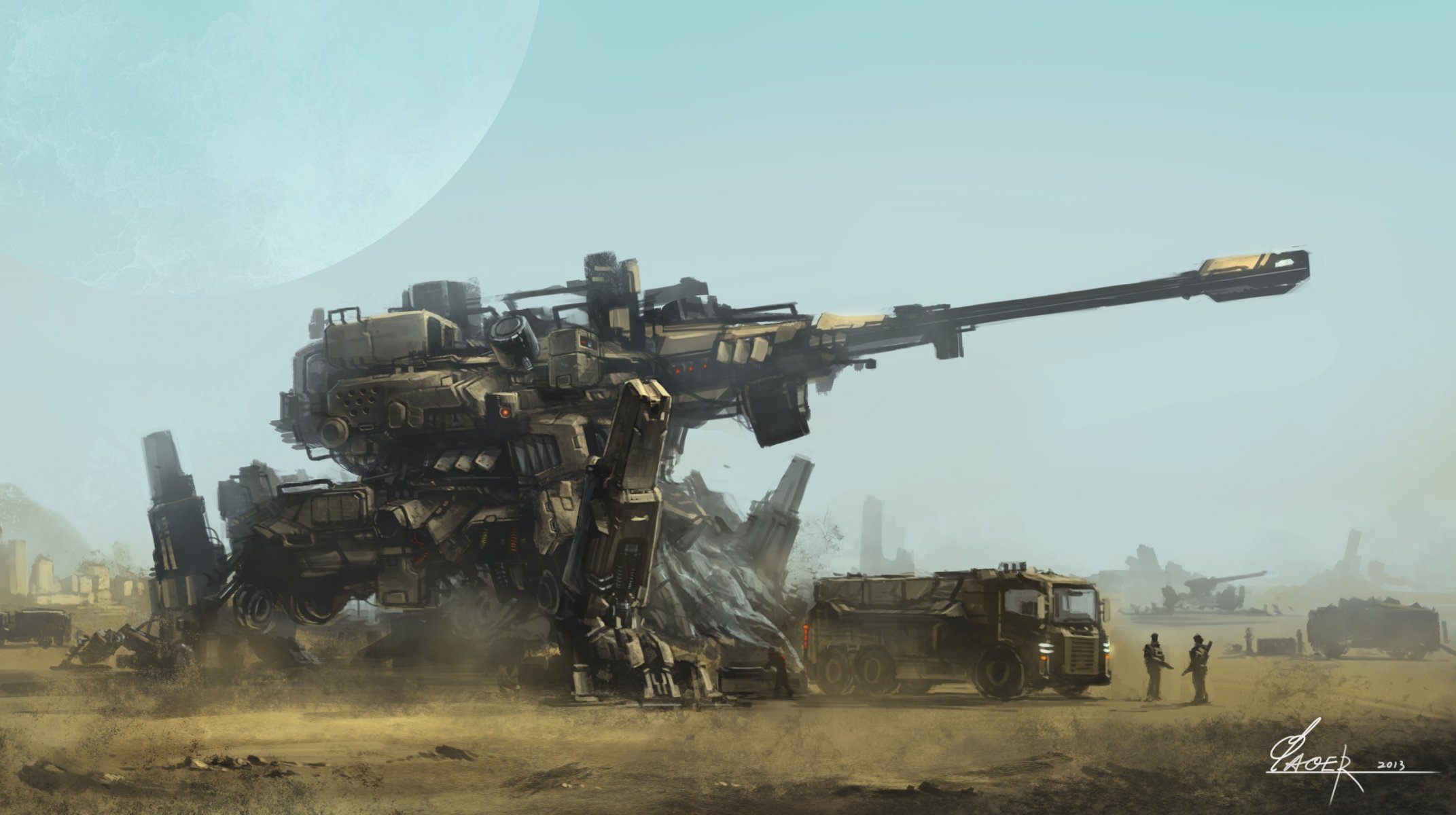 kunst waffe schlag roboter maschinen soldaten planet