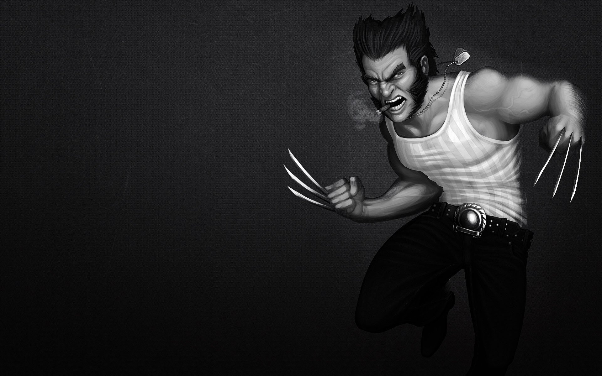 wolverine logan marvel comics x-men x-men böse stahlkrallen schwarzer und weißer hintergrund zigarre