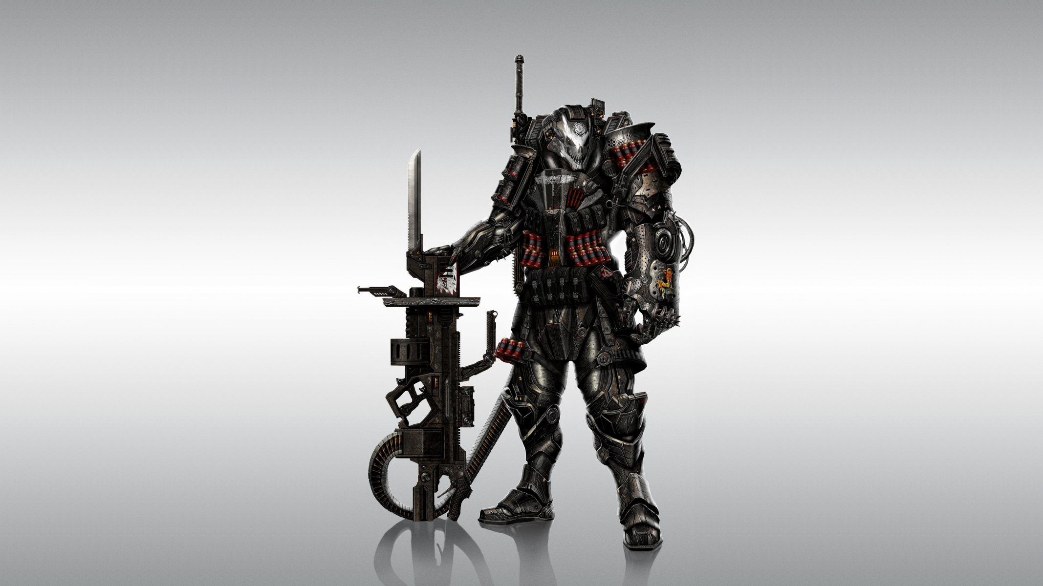 warhammer 40k fan art krieger geflügelter schädel waffe rüstung hintergrund