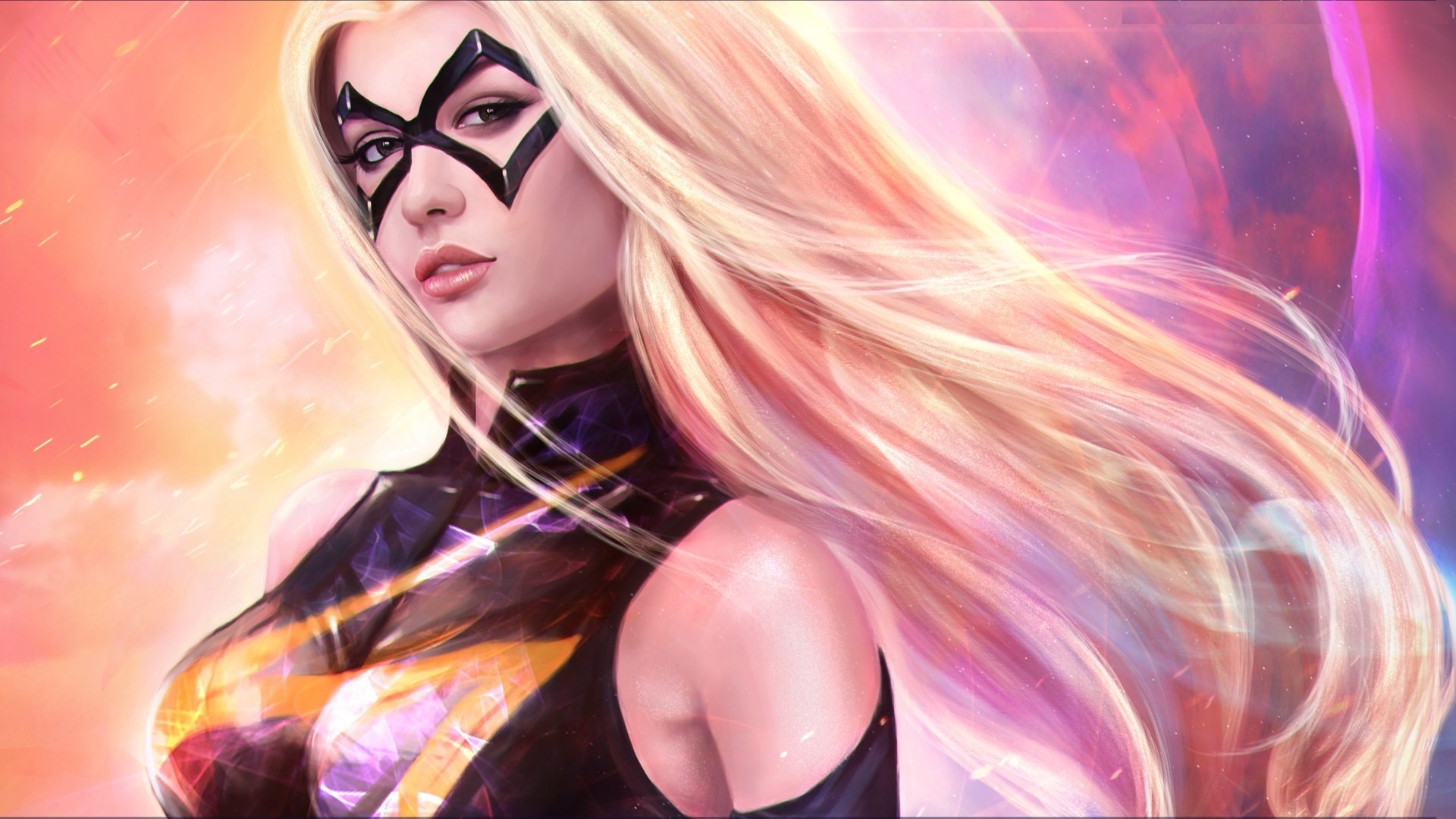 fiction art miss marvel ms. marvel warbird bird of war double star binary mask blonde look costume marvel