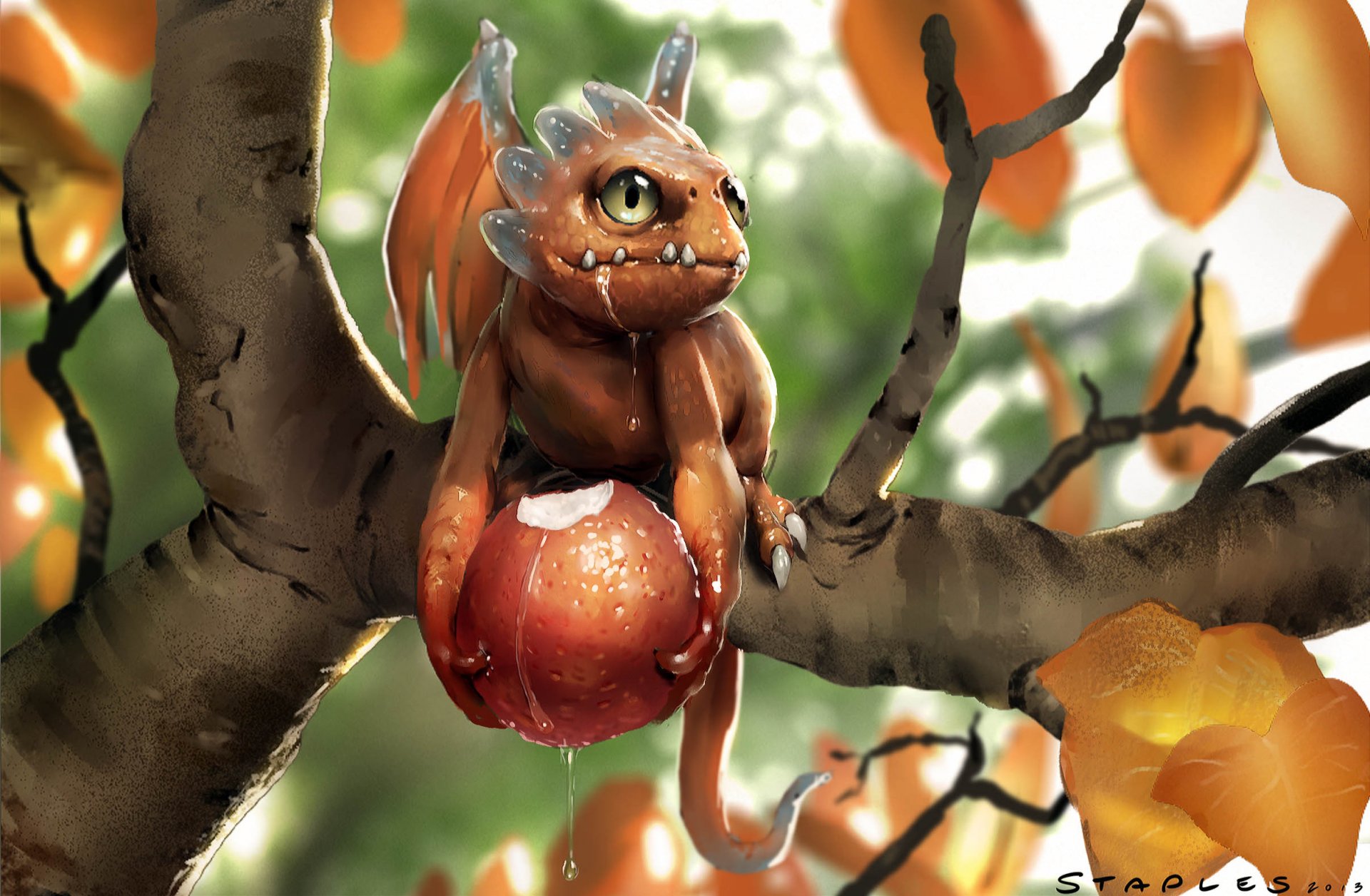 art dragon cub baie arbre branche feuilles