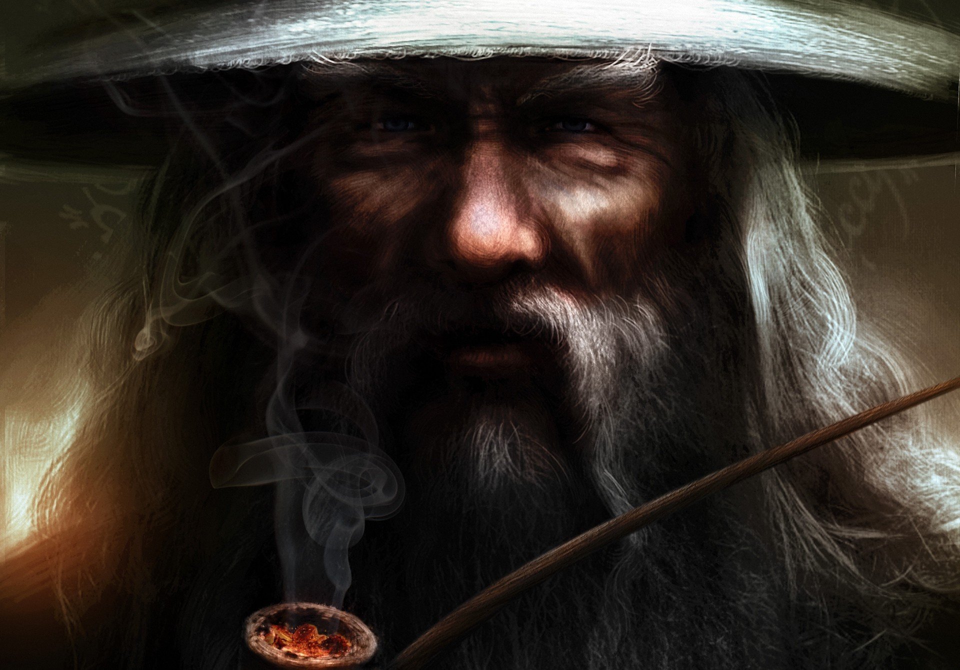 arte gandalf gandalf il signore degli anelli grigio mago cappello barba pipa tabacco