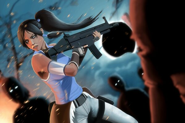 Korra de l Avatar dans l Apocalypse zombie avec des armes