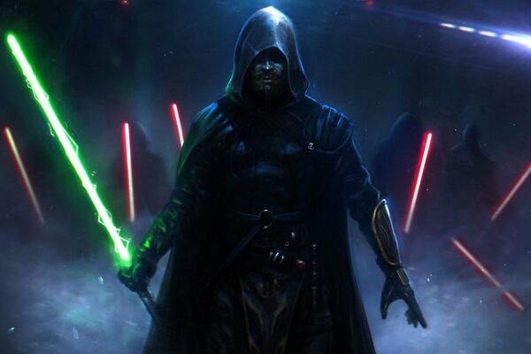 The hooded man from the movie Star Wars