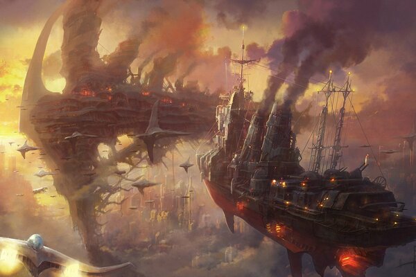 Batalla de barcos en el humo