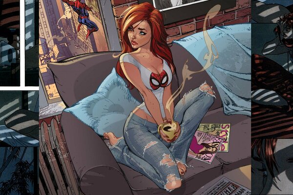 Bande dessinée de Spider-Man avec une fille Rousse