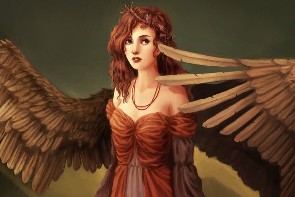 Rousse fille avec des ailes d ange