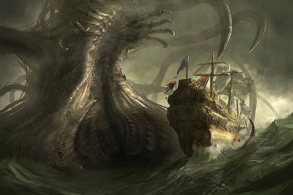 Ships sail in a sea of monsters