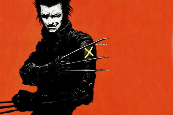 Comic-Wolverine auf rotem Hintergrund