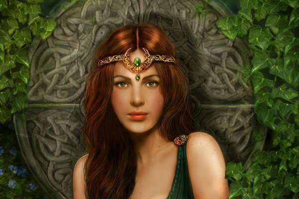 Principessa celtica con Capelli rossi e diadema