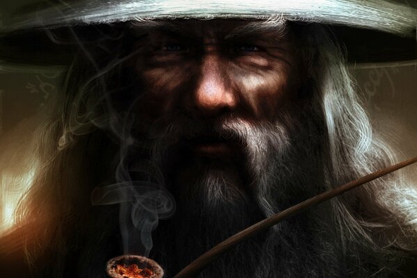 Gandalf fumador de el Señor de los anillos