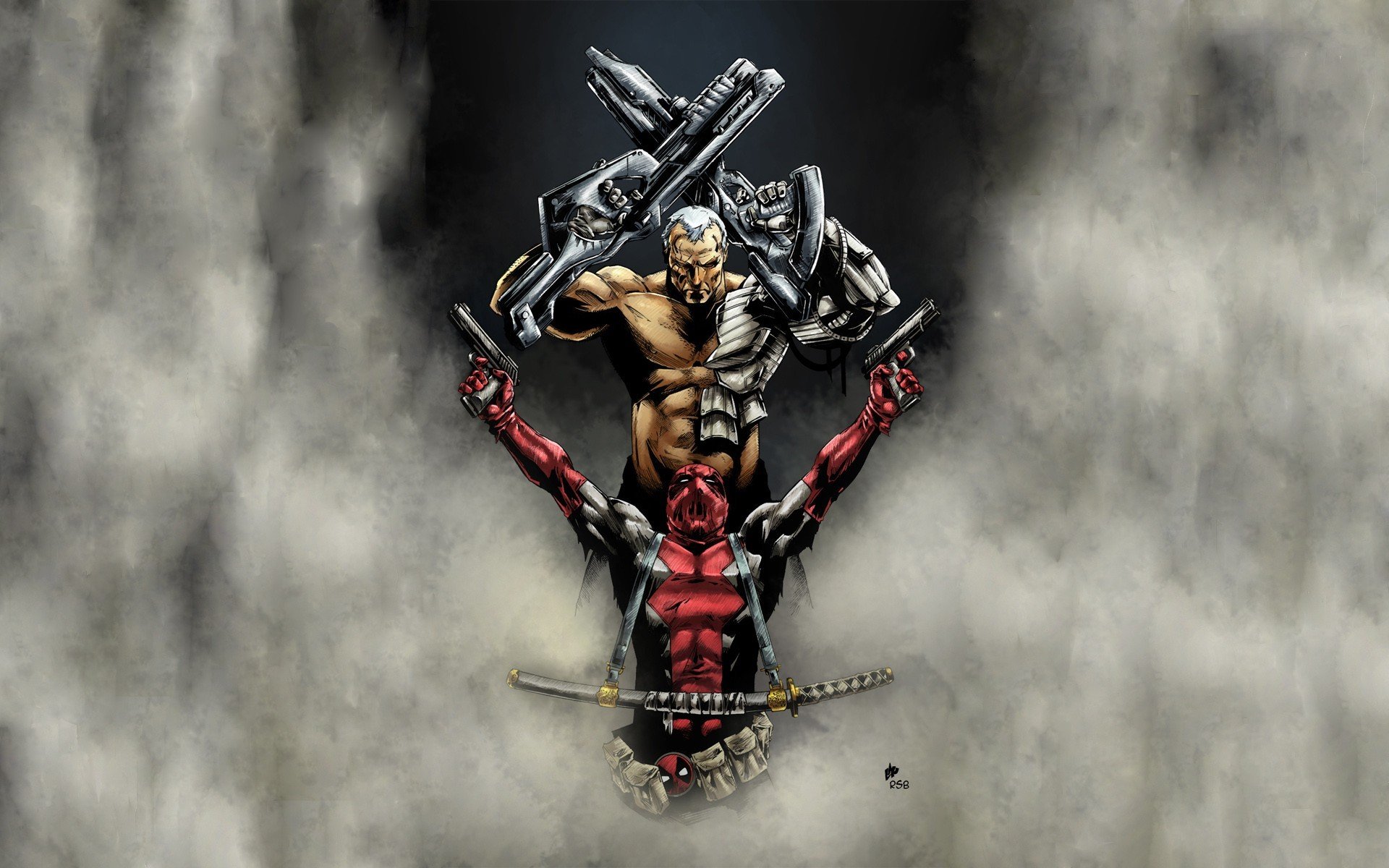 marvel comics deadpool cable comics super heroes weapons fog sword iron