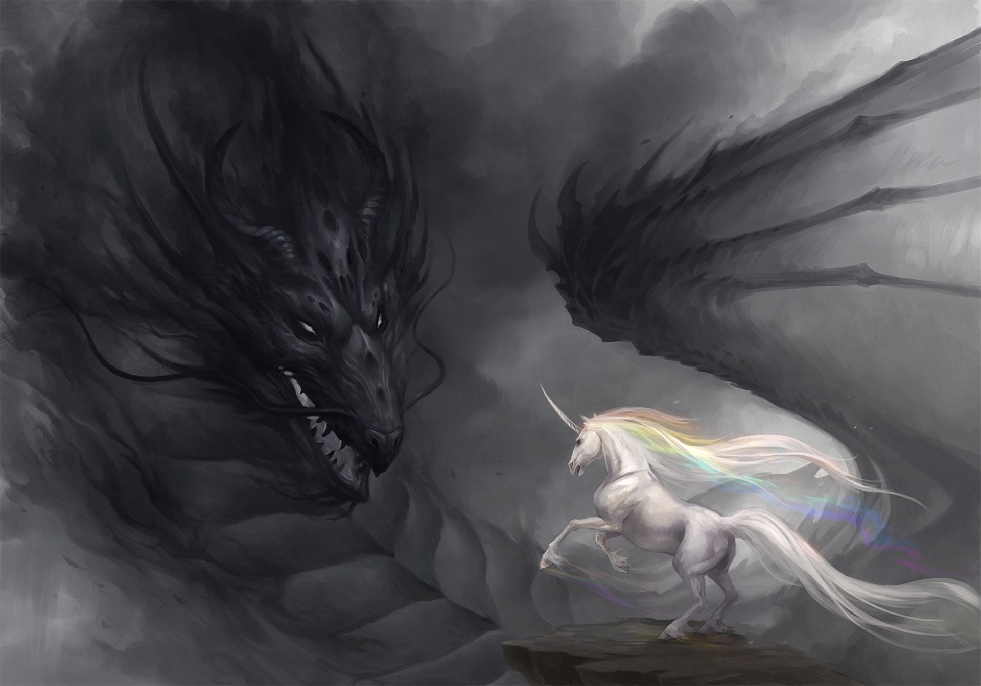 art sandara dragon unicorn rainbow darkne