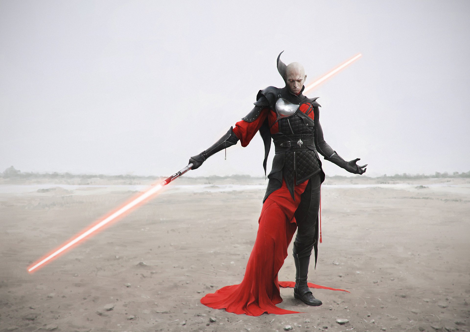 star wars sith lado oscuro sith desierto guerrero armadura sable de luz arte por facezero