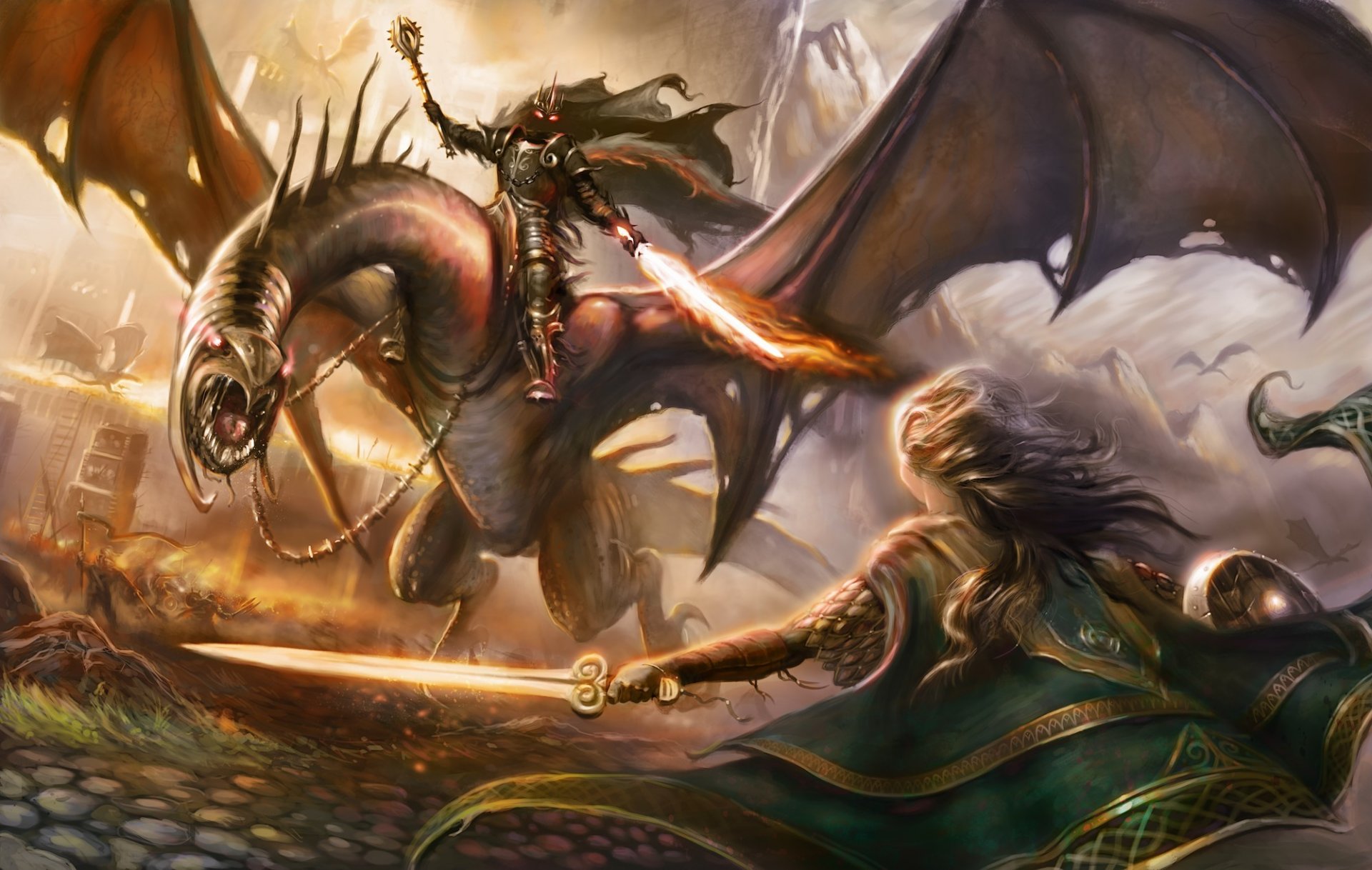 art eric braddock the lord of the rings eowyn nazgul lord of the rings battle raptor weapon sword magic fire