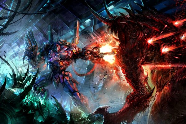 The battle of two monsters from the world of fiction