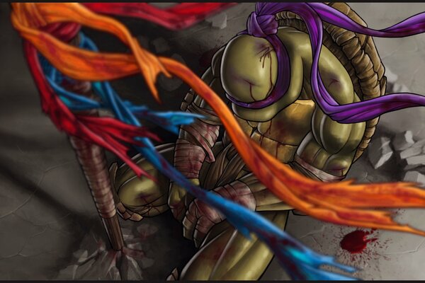 The fantastic hero of the cartoon teenage Mutant ninja turtles Donatello