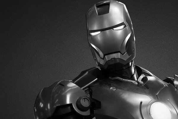 Black and white Iron Man from Marvel Comics