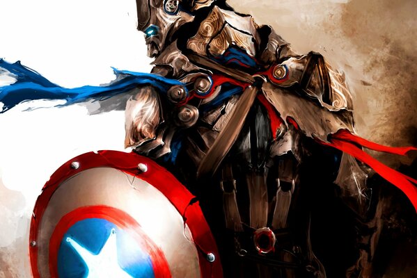 Средневековый Капитан Америка из Марвел первый мститель
