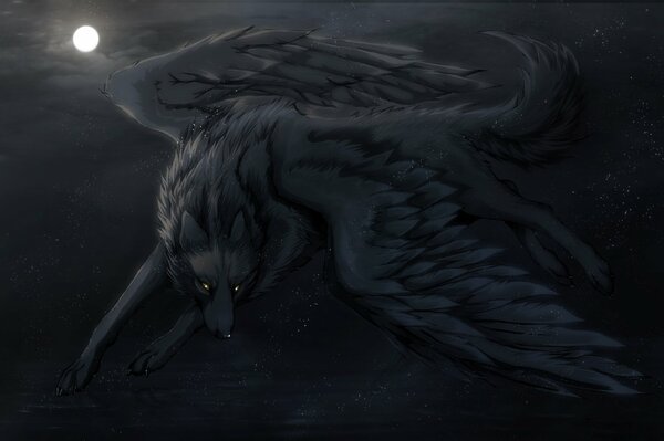 Art Dark sheneyn Wolf avec des ailes